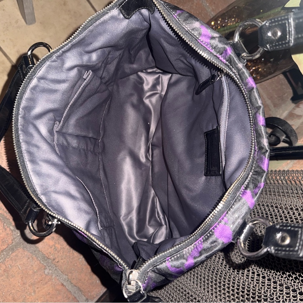 Coach Purple and Black Signature Shoulder Bag - Picture 5 of 6